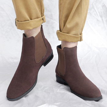 Κλασικές δερμάτινες μπότες από σουέντ Chelsea Ανδρικά παπούτσια μόδας Επαγγελματικά καθημερινά παπούτσια Βρετανικού στυλ Νυφικό φόρεμα ζεστές μπότες αστραγάλου
