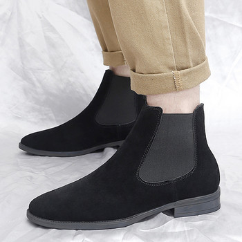 Κλασικές δερμάτινες μπότες από σουέντ Chelsea Ανδρικά παπούτσια μόδας Επαγγελματικά καθημερινά παπούτσια Βρετανικού στυλ Νυφικό φόρεμα ζεστές μπότες αστραγάλου