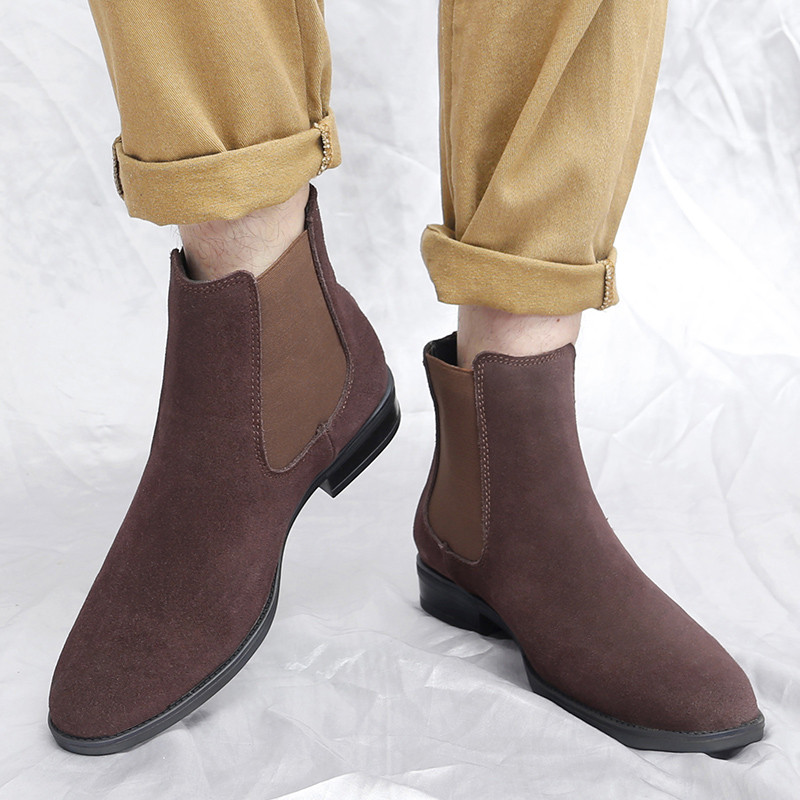 Cizme clasice Chelsea din piele intoarsa Pantofi barbati Moda Business Pantofi casual stil britanic Rochie de nunta Botine calde