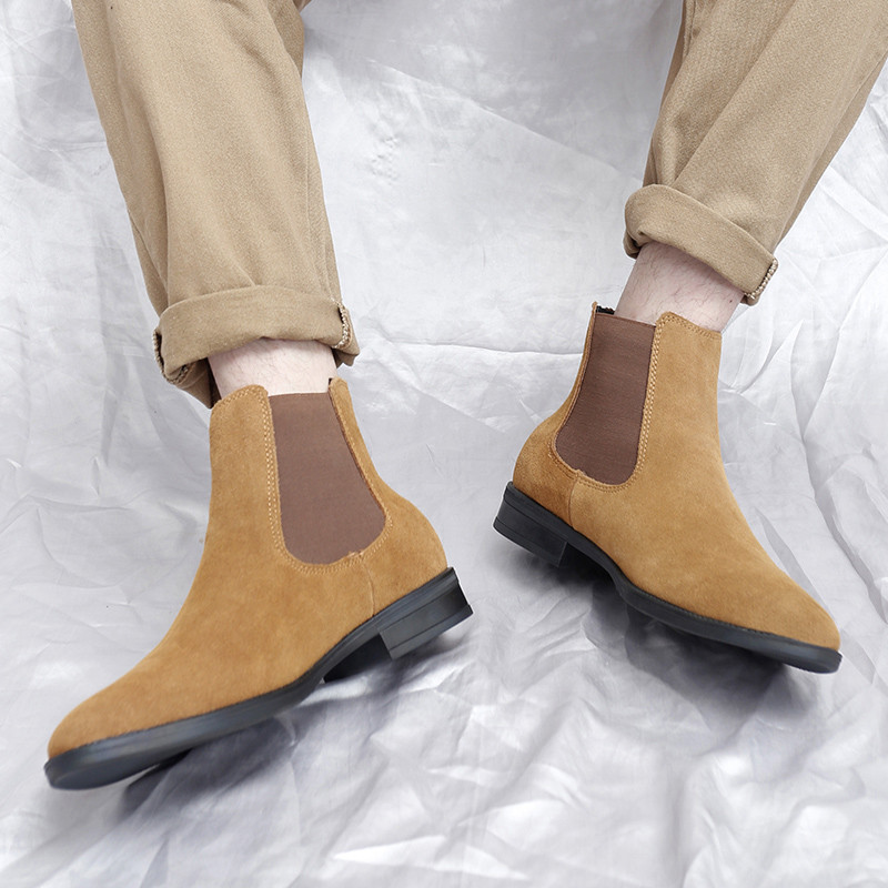 Cizme clasice Chelsea din piele intoarsa Pantofi barbati Moda Business Pantofi casual stil britanic Rochie de nunta Botine calde