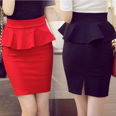 Νέα Κορεάτικα γυναικεία βολάν Slim Stretch Ψηλόμεση pencil Φούστα Plus Size Ρούχα φούστες γυναικείες faldas mujer S-5XL