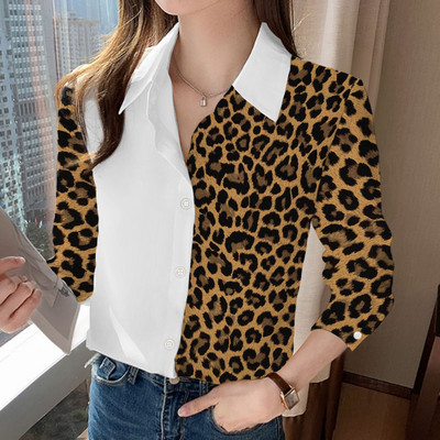 Elemente de bază, simplu, confortabil, subțire, cu guler răsucit, imprimeu, primăvară, vară, îmbrăcăminte pentru femei, 2023, bluze cu mânecă lungă, cu nasturi