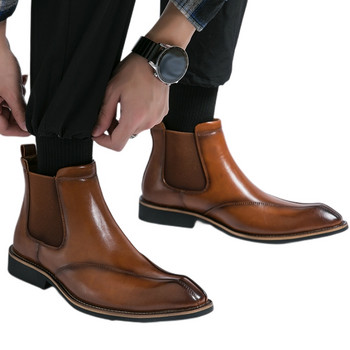 Νέες καφέ ανδρικές μπότες Chelsea Μόδα επίσημες χειροποίητες μπότες με τετράγωνα επαγγελματικά παπούτσια Δωρεάν αποστολή Ανδρικές μπότες