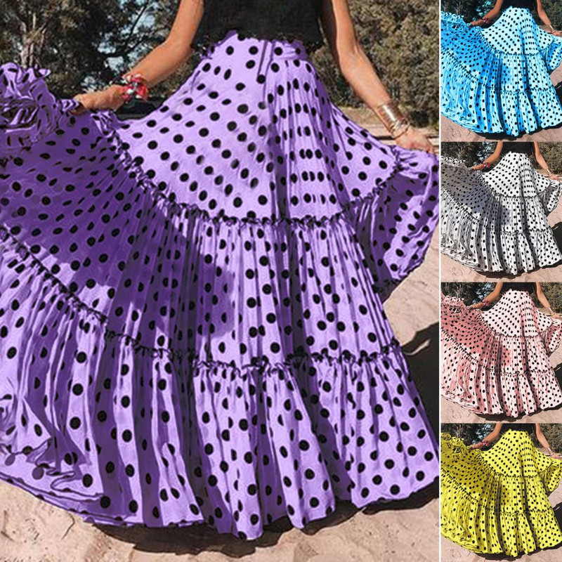 Γυναικεία φούστα Beautiful Dot Print Μακριά Φούστα Πολύχρωμη Μακριά Φούστα Plus Size Γυναικεία φούστα για έξοδο
