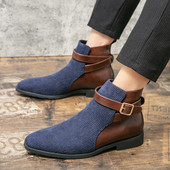 2023 Winter Fashion Ανδρική αγκράφα με μυτερή ζώνη Chelsea μπότες πολυτελείας μικτά χρώματα συνονθύλευμα Ανδρικά ψηλά παπούτσια Zapatillas Hombre