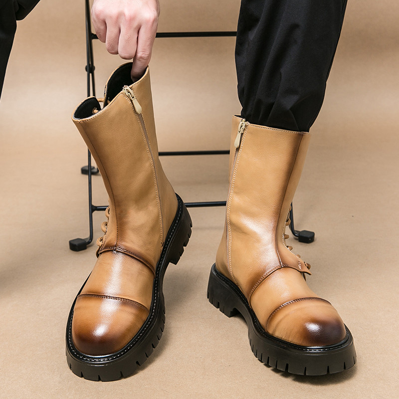 Nové ležérne Chelsea čižmy pre mužov s hrubým podpätkom, nazúvacie biznis topánky pre mužov, členkové čižmy, módne luxusné dizajnérske dámske zipsové krátke čižmy