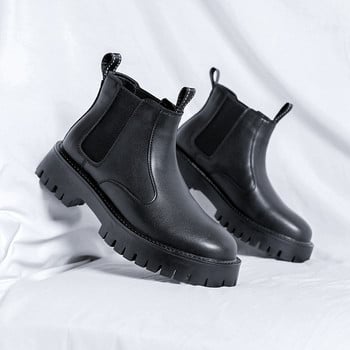 Ανδρικά Slip On Short Boots Casual Platform Chelsea Boots Ανδρικά σπαστά δερμάτινα μποτάκια φθινόπωρο Χειμερινές μπότες χιονιού Χοντροκομμένα παπούτσια