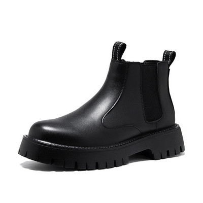 Ανδρικά Slip On Short Boots Casual Platform Chelsea Boots Ανδρικά σπαστά δερμάτινα μποτάκια φθινόπωρο Χειμερινές μπότες χιονιού Χοντροκομμένα παπούτσια