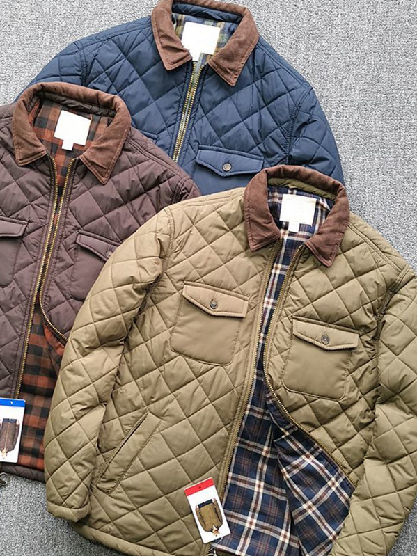Prošivena dijamantna karirana jakna Muška vodootporna s džepnim džepom Pamučni proljetni zimski kaputi Muška vintage ležerna pamučna gornja odjeća