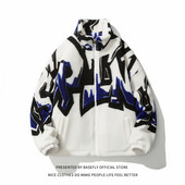 Preveliki umjetnički print Jesen Zima Debela topla mekana ovčja vuna Kao muški kaput Unisex Ženska bomber šik jakna Ulična jakna za par