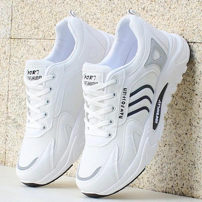 Pantofi pentru bărbați 2022, adidași albi noi, pantofi casual cu plasă goală la modă, pantofi de alergare ușoare, respirabili, rezistenți la uzură, în aer liber