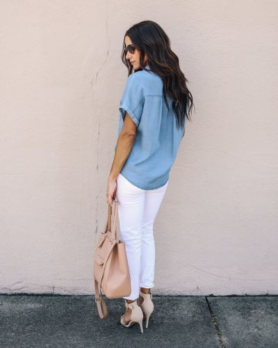 Cămașă ocazională de vară pentru femei, cu nasturi, cu buzunare, cu rever, cu mâneci scurte, cămăși din denim pentru femei, bluze din denim la modă pentru femei, top subțire