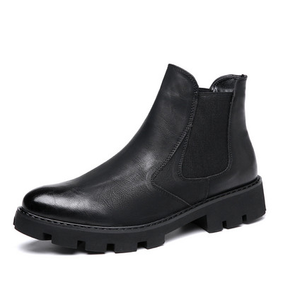 Cizme chelsea în stil britanic pentru bărbați pantofi din piele de vacă pentru petrecerea timpului liber în aer liber toamnă iarnă platformă bottes homme glezna bota masculină
