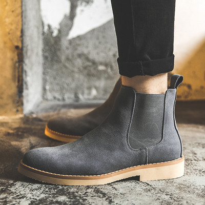 Didžiosios Britanijos dizainas vyriški madingi didelio dydžio chelsea batai orui pralaidūs karvės odos batai platforminiai batai botas de hombre