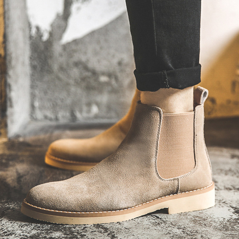 Didžiosios Britanijos dizainas vyriški madingi didelio dydžio chelsea batai orui pralaidūs karvės odos batai platforminiai batai botas de hombre