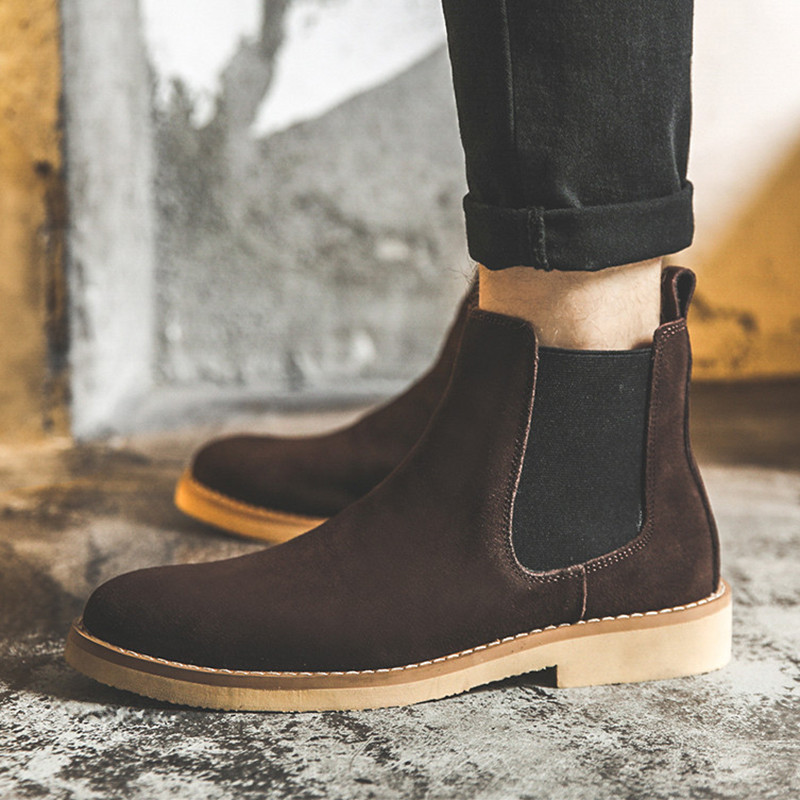 Didžiosios Britanijos dizainas vyriški madingi didelio dydžio chelsea batai orui pralaidūs karvės odos batai platforminiai batai botas de hombre
