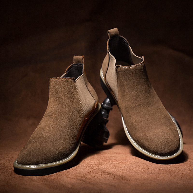 Cizme Chelsea noi din piele de vacă pentru bărbați, în stil britanic, pantofi supradimensionați din piele cu cusături înalte, cizme versatile din piele de căprioară la modă
