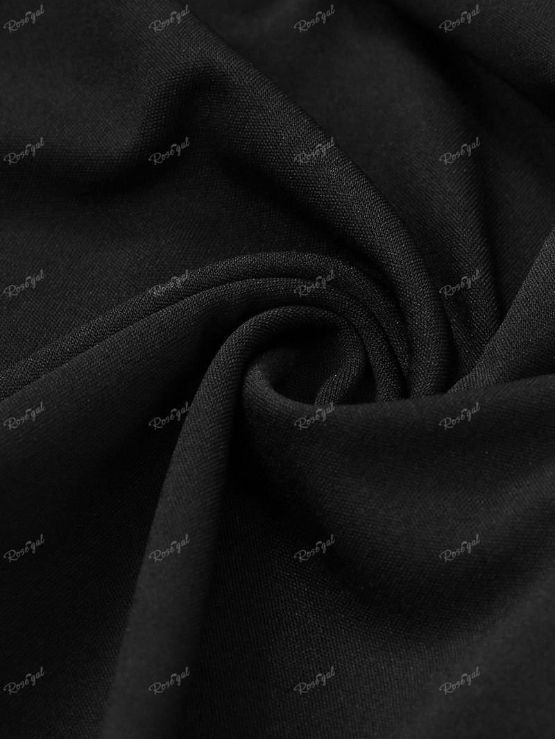 ROSEGAL Didelio dydžio mini sijonai su užtrauktuku juodi moteriški madingi gatvės drabužiai O formos žiedai grandinės PU dirželiai su įvorėmis sijonas, tamprus, pagrindinės apačios