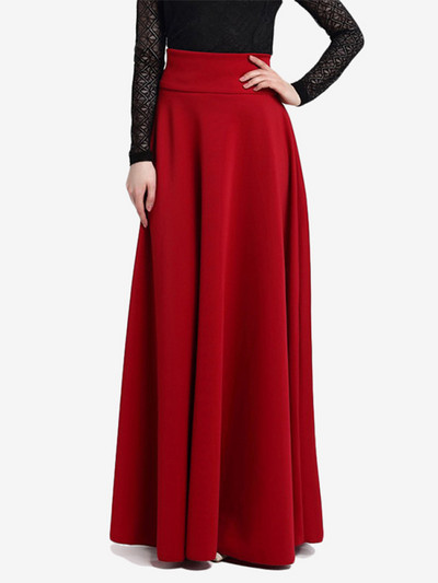 Fusta de damă plisată cu talie înaltă, talie mare, 5XL, toamnă, linie A, casual, fuste lungi roșii, 2021, îmbrăcăminte de stradă, fund elegant