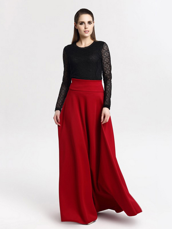 Fusta de damă plisată cu talie înaltă, talie mare, 5XL, toamnă, linie A, casual, fuste lungi roșii, 2021, îmbrăcăminte de stradă, fund elegant