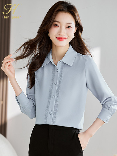 H Han Queen Novi dolazak 2023. Košulja Ženska bluza Vintage Poslovne ležerne majice Šifon bluza Elegantne šik široke jednostavne osnovne košulje