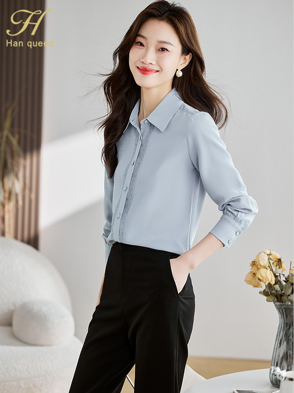 H Han Queen Novi dolazak 2023. Košulja Ženska bluza Vintage Poslovne ležerne majice Šifon bluza Elegantne šik široke jednostavne osnovne košulje
