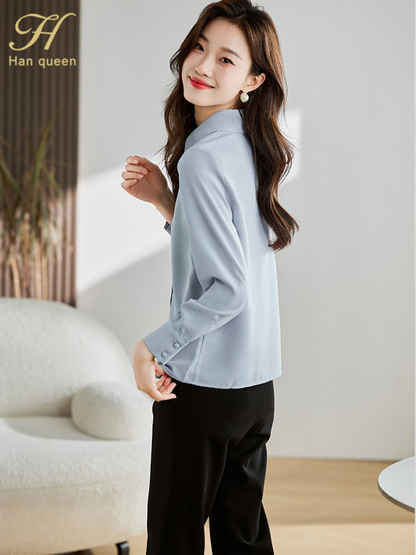 H Han Queen Novi dolazak 2023. Košulja Ženska bluza Vintage Poslovne ležerne majice Šifon bluza Elegantne šik široke jednostavne osnovne košulje