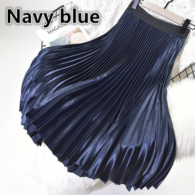 SUO&CHAO S-5XL Plus Size Fashion Πλισέ Φούστες για Γυναικείες Μονόχρωμες Σατέν Ψηλόμεση Πολυτελείς Casual Midi φούστες Boheimia