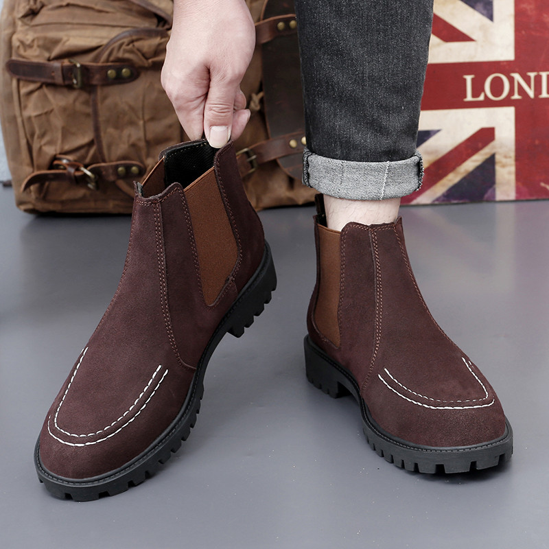 Cizme Chelsea pentru bărbați, clasice, retro, vintage, pentru petrecere de nuntă, cu glezne, cizme scurte din piele