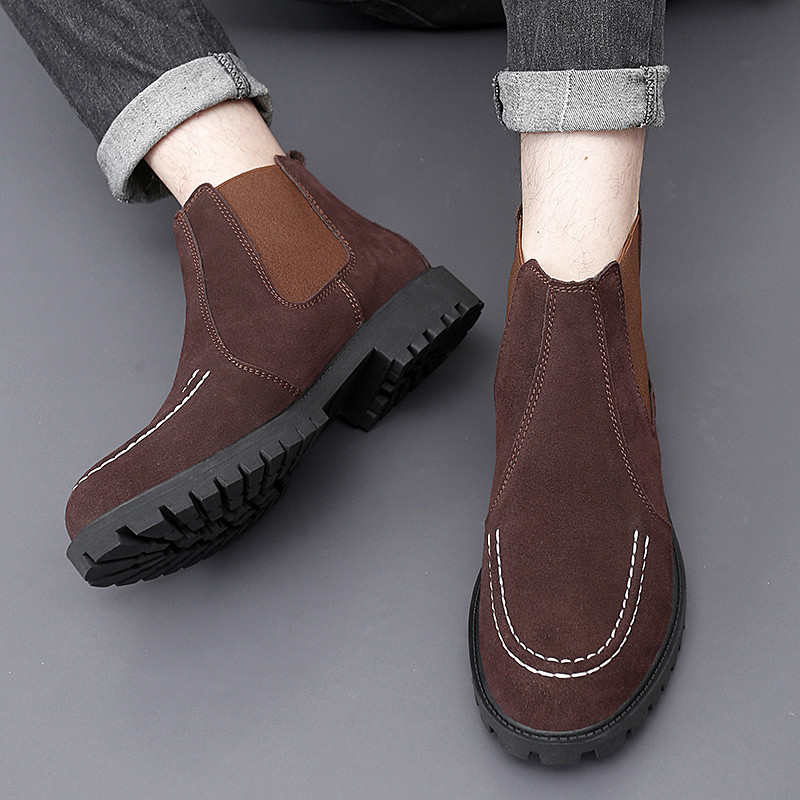 Cizme Chelsea pentru bărbați, clasice, retro, vintage, pentru petrecere de nuntă, cu glezne, cizme scurte din piele