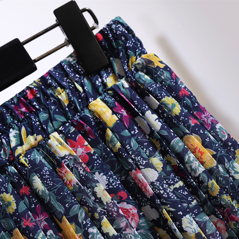 Nova duga ženska suknja za proljeće ljeto 2021. za žene, velike plisirane suknje od šifona s cvjetnim printom 4XL 5XL 6XL 7XL