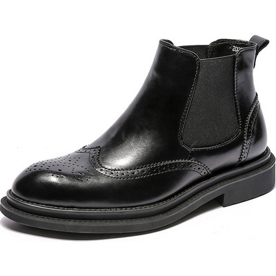 Ανδρικές μπότες σε στυλ Αγγλίας σκάλισμα παπούτσια brogue πάρτι φορέματα νυχτερινού κέντρου καουμπόη μπότα τσέλσι cool ankle botas hombre