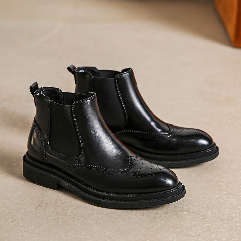 Ανδρικές μπότες σε στυλ Αγγλίας σκάλισμα παπούτσια brogue πάρτι φορέματα νυχτερινού κέντρου καουμπόη μπότα τσέλσι cool ankle botas hombre