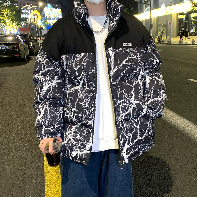 LAPPSTER Y2k Ιαπωνικά Streetwear Parkas 2023 Νέα χειμερινά ανδρικά χιπ χοπ μπουφάν μπουφάν για εξωτερικούς χώρους Pathcowrk Tree print Bubble παλτό