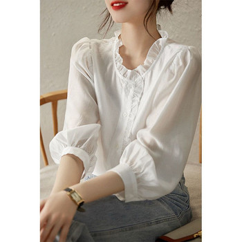 Καλοκαιρινό νέο σιφόν φαρδύ μπλουζάκι με μανίκια 3/4 με μασίφ πλισέ μπλούζα ολόσωμη μπλούζα γραφείου Κομψή ιδιοσυγκρασία Γυναικεία ρούχα