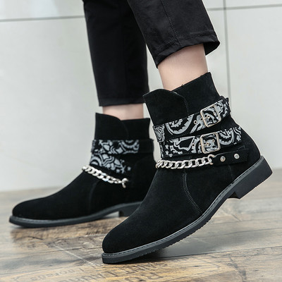 Madingi britų grandinės vyriški batai Misalwa rudeniniai pavasario elegantiški Chelsea batai su sagtimi vyriški vakarėlio batai