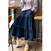Femei Plus Size 5xl Fusta Denim Maxi Lungi Fuste Blugi Fete Pliate Îmbrăcăminte de modă coreeană Harajuku Mujer Faldas Albastru Vintage