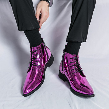 Ново пристигане Ретро мъжки кожени ботуши Chelsea Модни удобни обувки на платформа Нежни меки ежедневни ботуши с остри пръсти