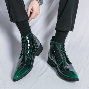 Ново пристигане Ретро мъжки кожени ботуши Chelsea Модни удобни обувки на платформа Нежни меки ежедневни ботуши с остри пръсти