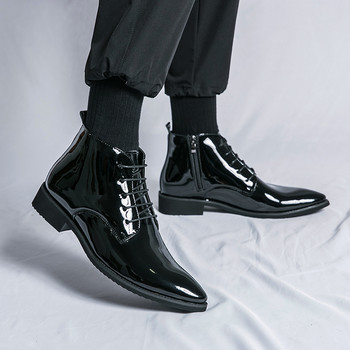 Νέα άφιξη Ρετρό ανδρικές δερμάτινες μπότες Chelsea Μόδα Άνετα παπούτσια φορέματος πλατφόρμας Απαλές μύτες casual μπότες