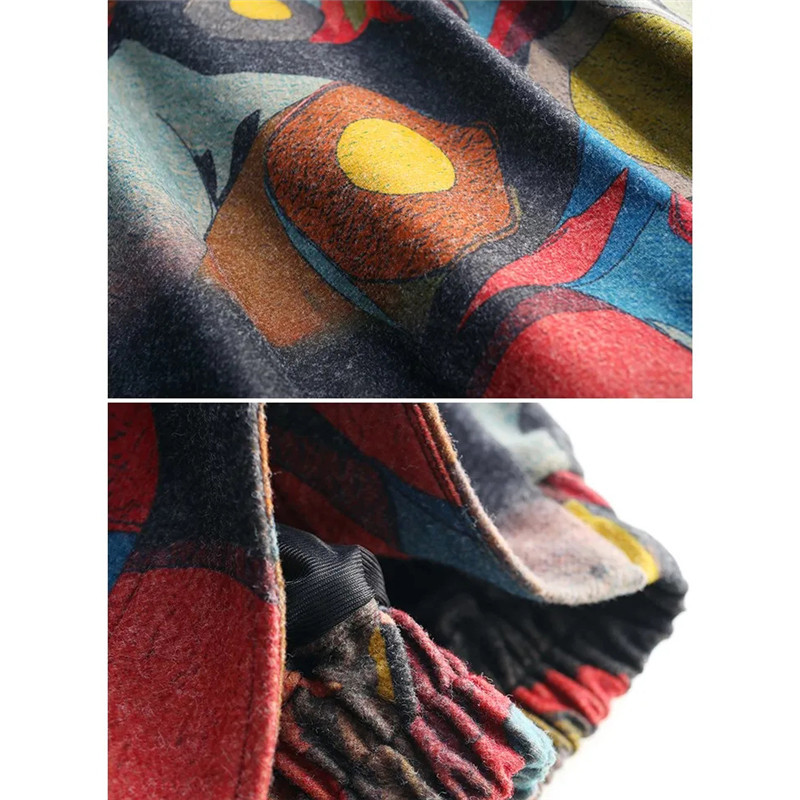 Fuste de lână vintage cu talie înaltă, vintage, mărime mare, 4XL, toamnă iarnă 2020, la modă pentru femei, fustă midi cu imprimeu pentru femei, ocazional, birou