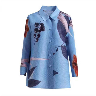 Κορεάτικο κομψό εμπριμέ μακρυμάνικο ζακέτα με μακρυμάνικο μπουφάν για γυναικεία πουκάμισα μόδα Υπερμεγέθη πολυτελής μπλούζα 2023