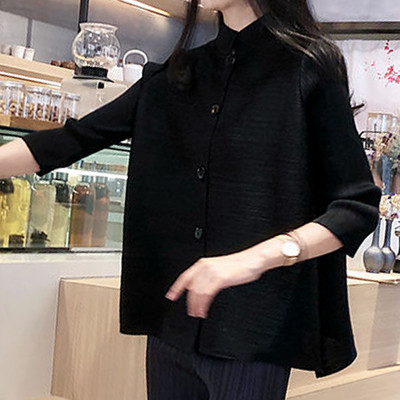 Κορεάτικο κομψό εμπριμέ μακρυμάνικο ζακέτα με μακρυμάνικο μπουφάν για γυναικεία πουκάμισα μόδα Υπερμεγέθη πολυτελής μπλούζα 2023