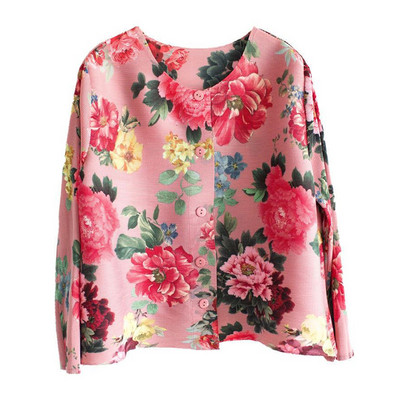 Κορεάτικο κομψό εμπριμέ μακρυμάνικο ζακέτα με μακρυμάνικο μπουφάν για γυναικεία πουκάμισα μόδα Υπερμεγέθη πολυτελής μπλούζα 2023