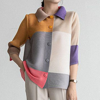 Κορεάτικο κομψό εμπριμέ μακρυμάνικο ζακέτα με μακρυμάνικο μπουφάν για γυναικεία πουκάμισα μόδα Υπερμεγέθη πολυτελής μπλούζα 2023