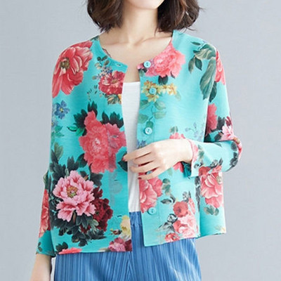 Κορεάτικο κομψό εμπριμέ μακρυμάνικο ζακέτα με μακρυμάνικο μπουφάν για γυναικεία πουκάμισα μόδα Υπερμεγέθη πολυτελής μπλούζα 2023