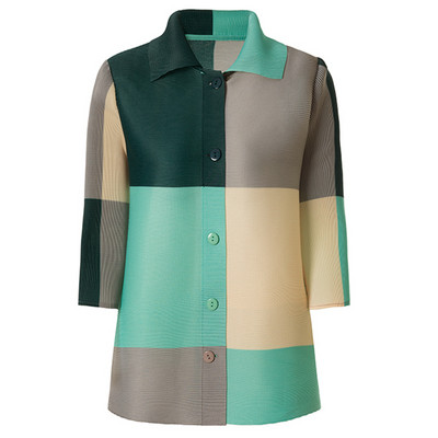 Κορεάτικο κομψό εμπριμέ μακρυμάνικο ζακέτα με μακρυμάνικο μπουφάν για γυναικεία πουκάμισα μόδα Υπερμεγέθη πολυτελής μπλούζα 2023