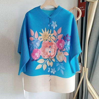 Κορεάτικο κομψό εμπριμέ μακρυμάνικο ζακέτα με μακρυμάνικο μπουφάν για γυναικεία πουκάμισα μόδα Υπερμεγέθη πολυτελής μπλούζα 2023