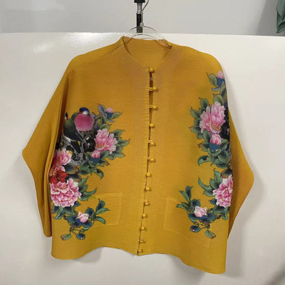 Κορεάτικο κομψό εμπριμέ μακρυμάνικο ζακέτα με μακρυμάνικο μπουφάν για γυναικεία πουκάμισα μόδα Υπερμεγέθη πολυτελής μπλούζα 2023