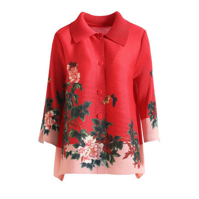 Κορεάτικο κομψό εμπριμέ μακρυμάνικο ζακέτα με μακρυμάνικο μπουφάν για γυναικεία πουκάμισα μόδα Υπερμεγέθη πολυτελής μπλούζα 2023